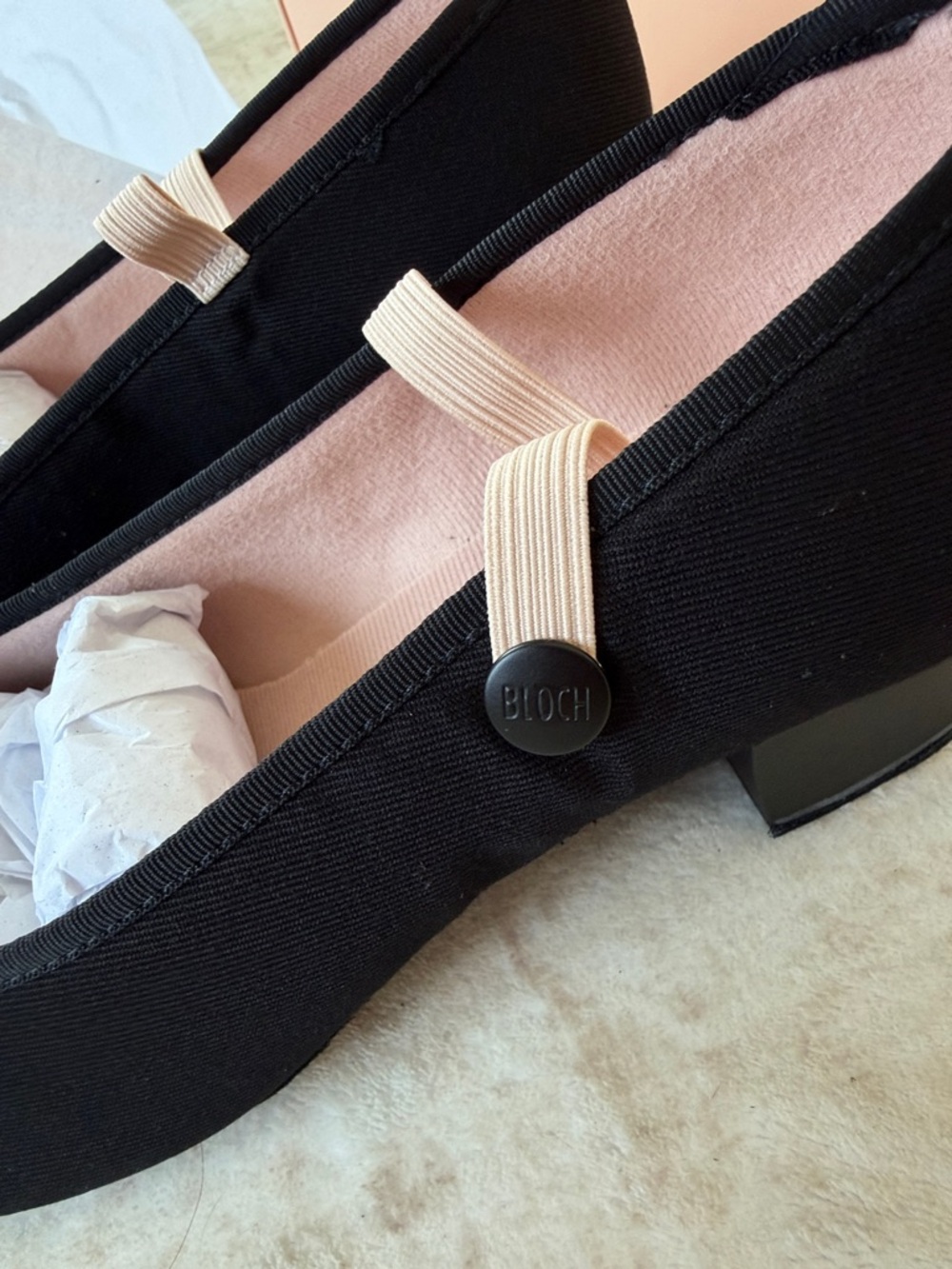 Bloch Black Mary Jane Flats with Cream Strap - Picture 2 of 5
